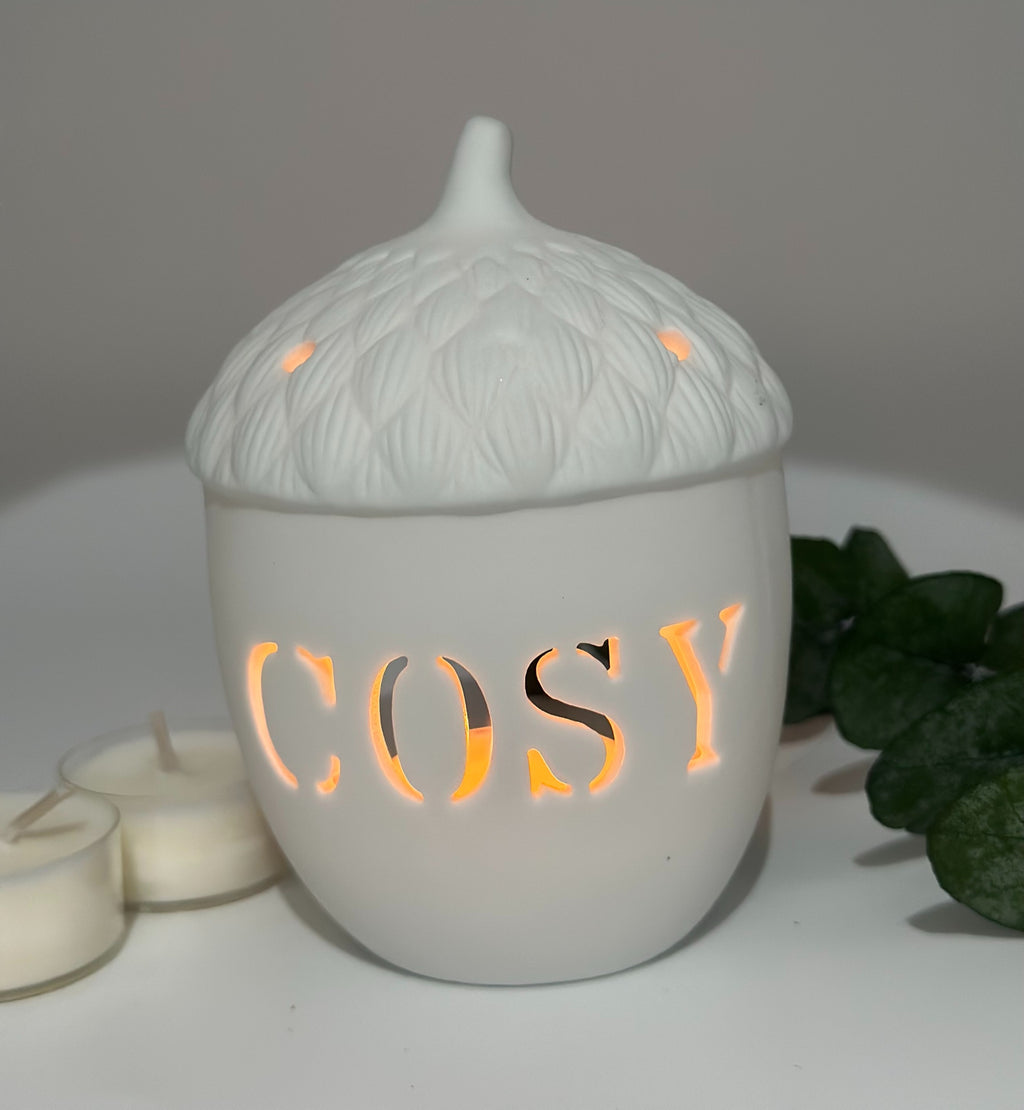 'Cosy' Acorn Tealight Holder & Tealights image 2
