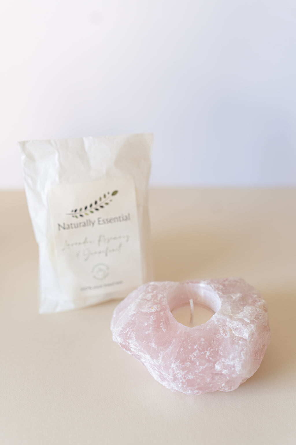 Rose Quartz Tealight Holder & Tealights image 0