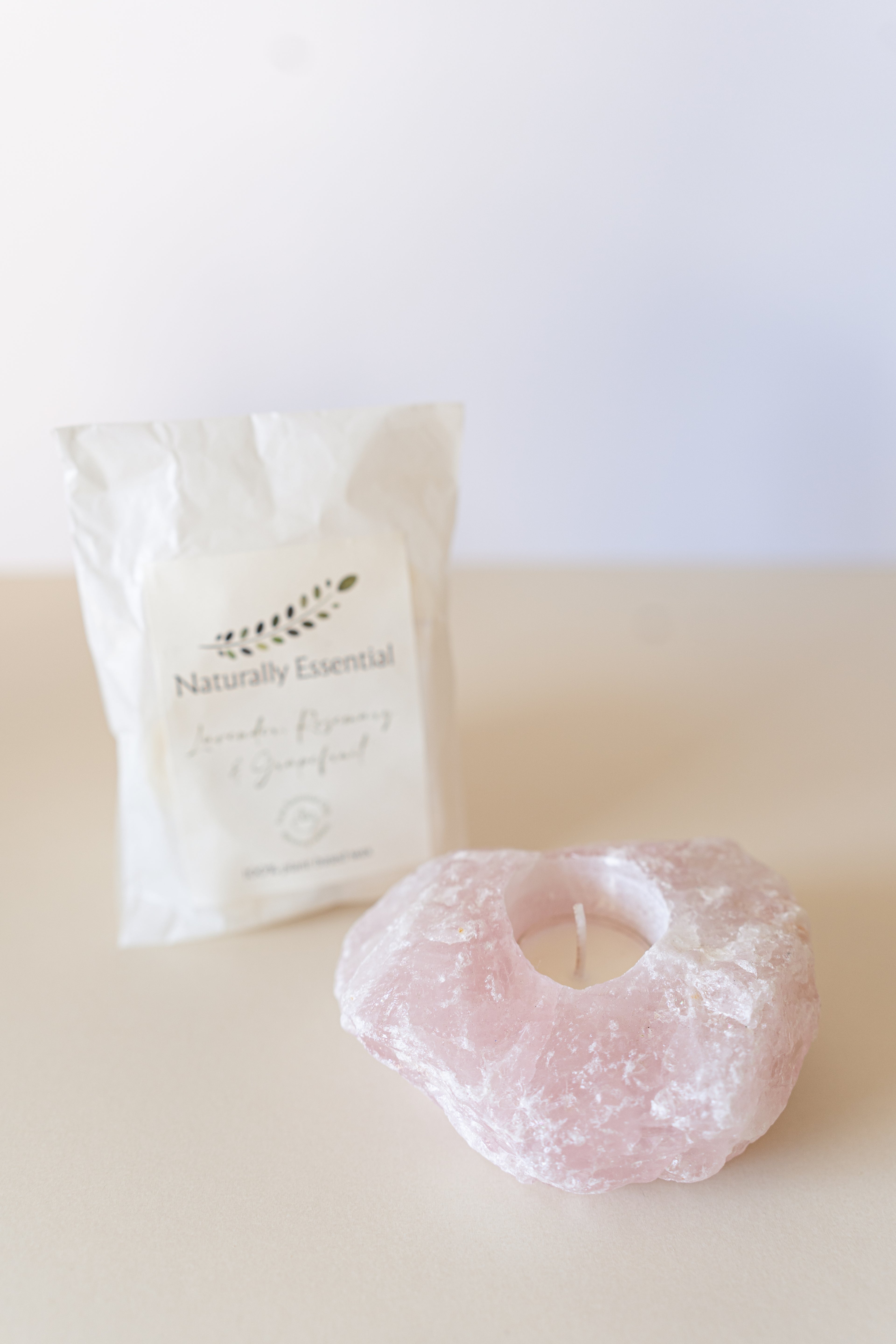 Rose Quartz Tealight Holder & Tealights image 0