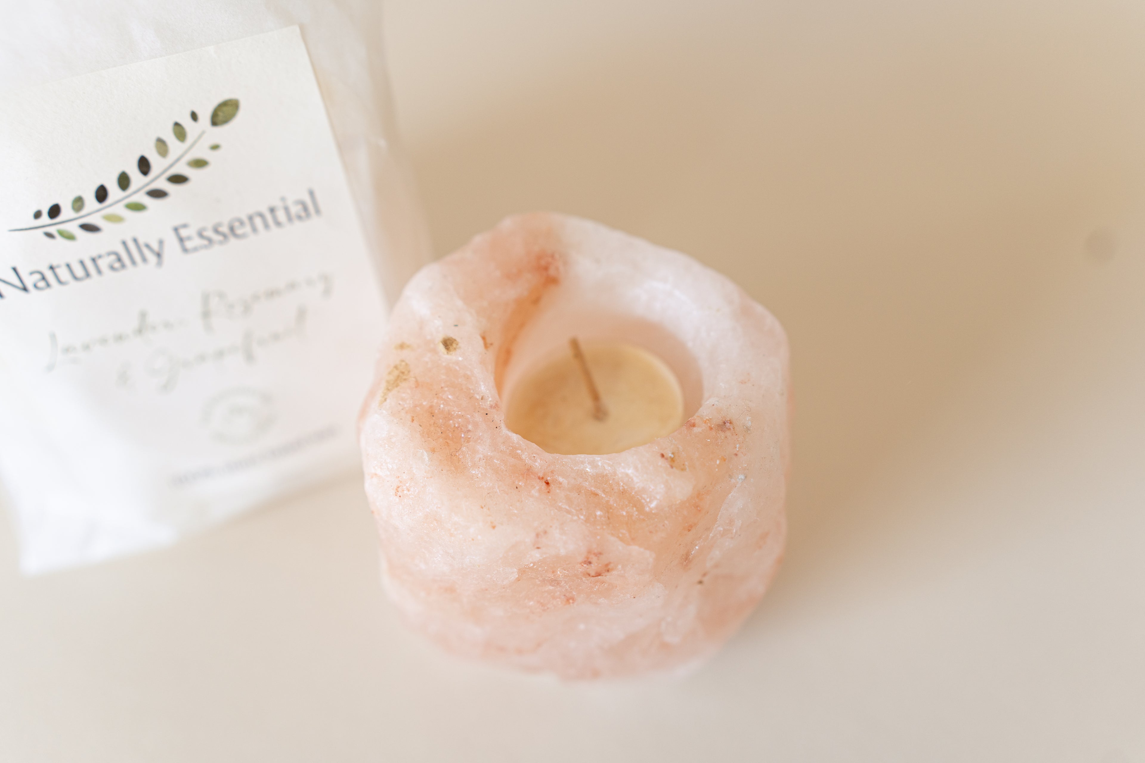 Himalayan Salt Crystal Tealight Holder & Tealights image 1