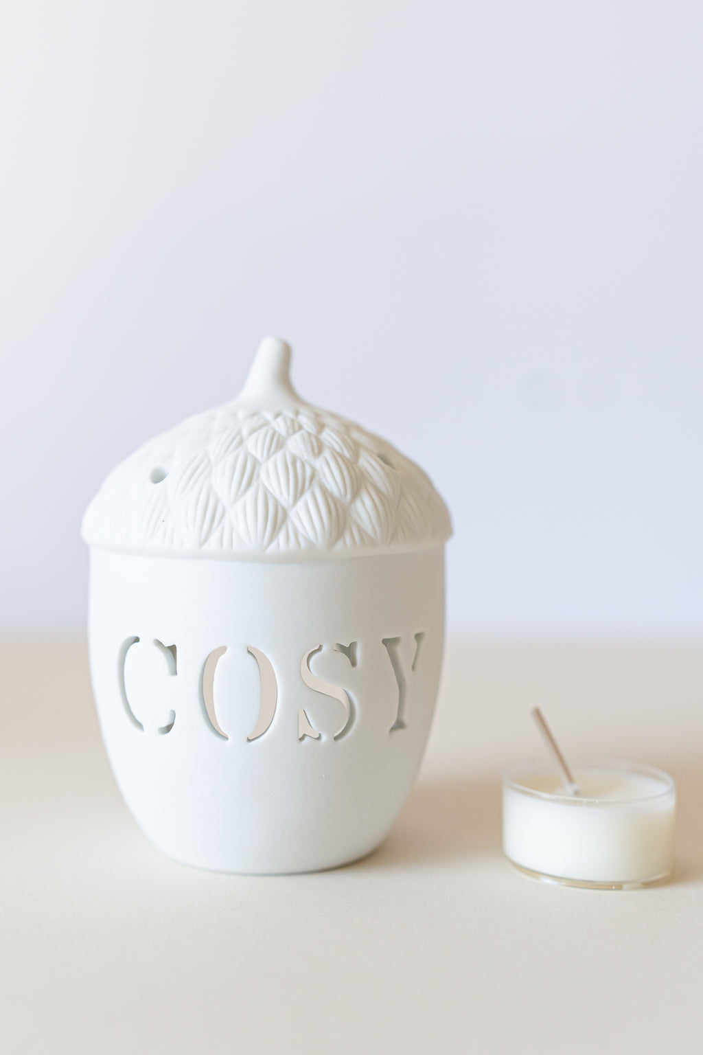 'Cosy' Acorn Tealight Holder & Tealights image 0