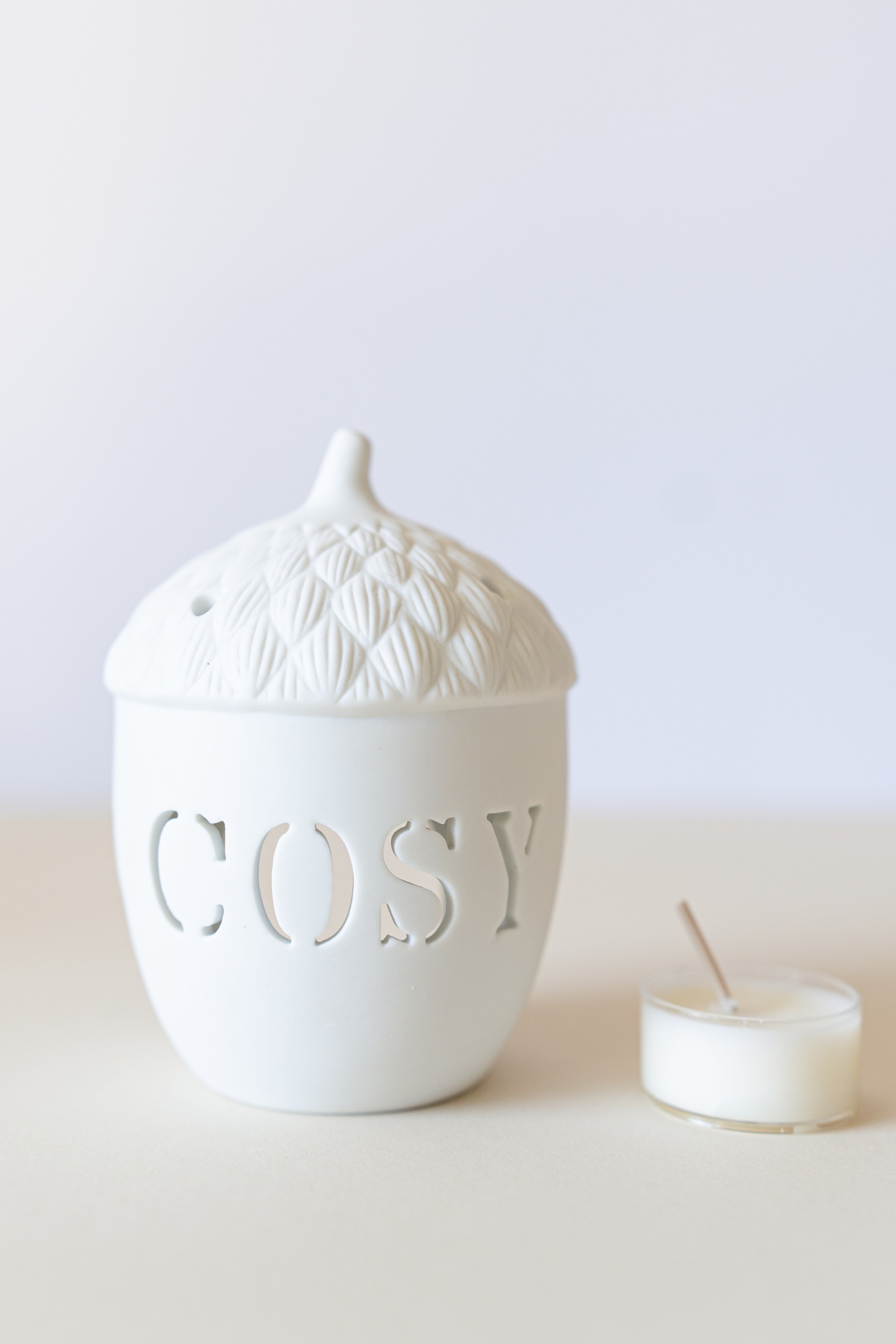'Cosy' Acorn Tealight Holder & Tealights image 0