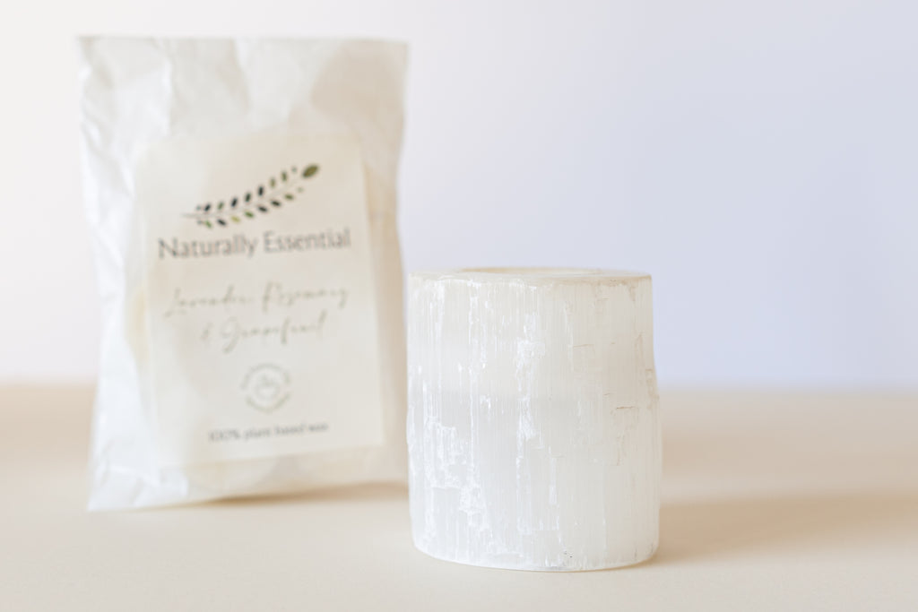 Selenite Tealight Holder & Tealights image 0