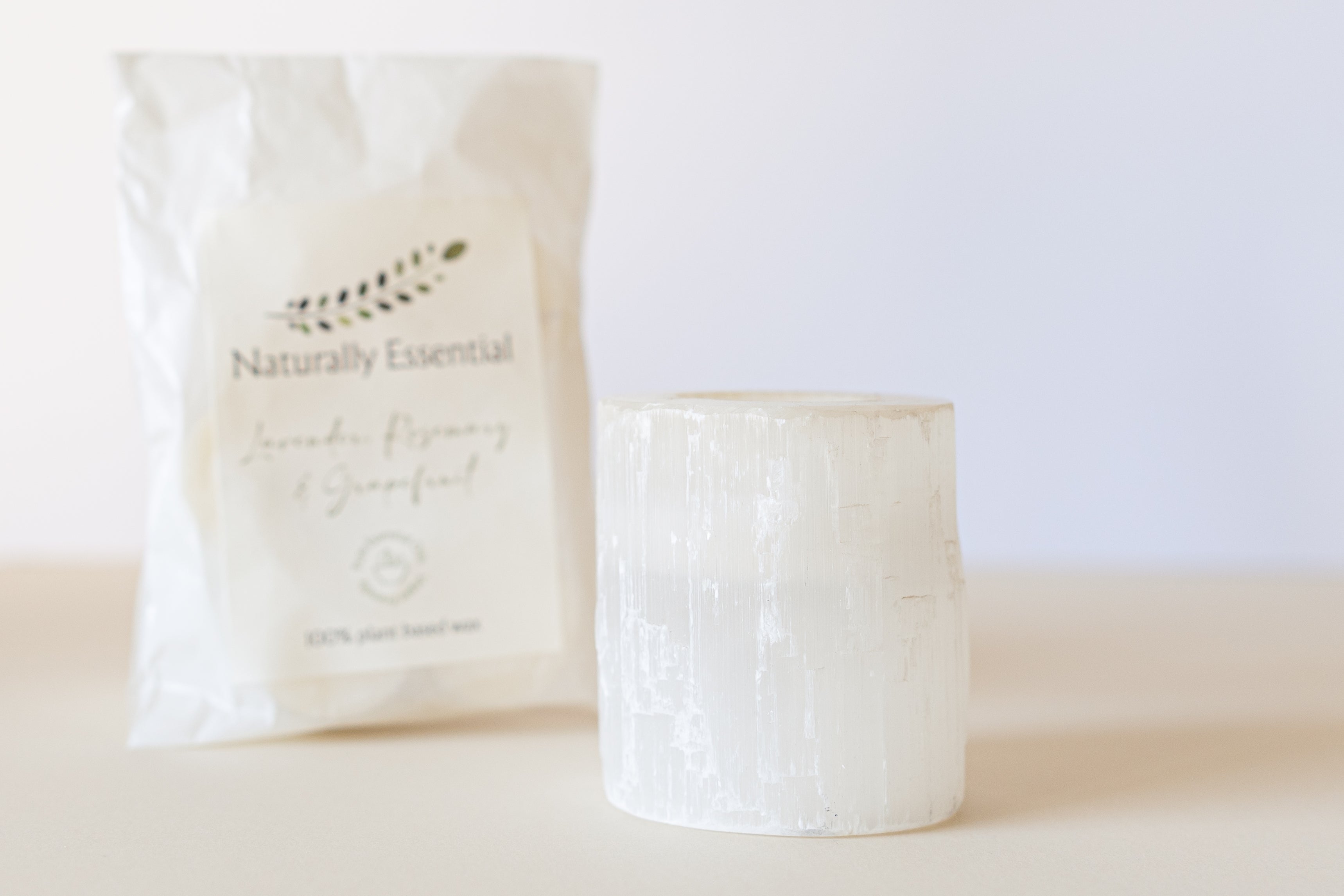 Selenite Tealight Holder & Tealights image 0