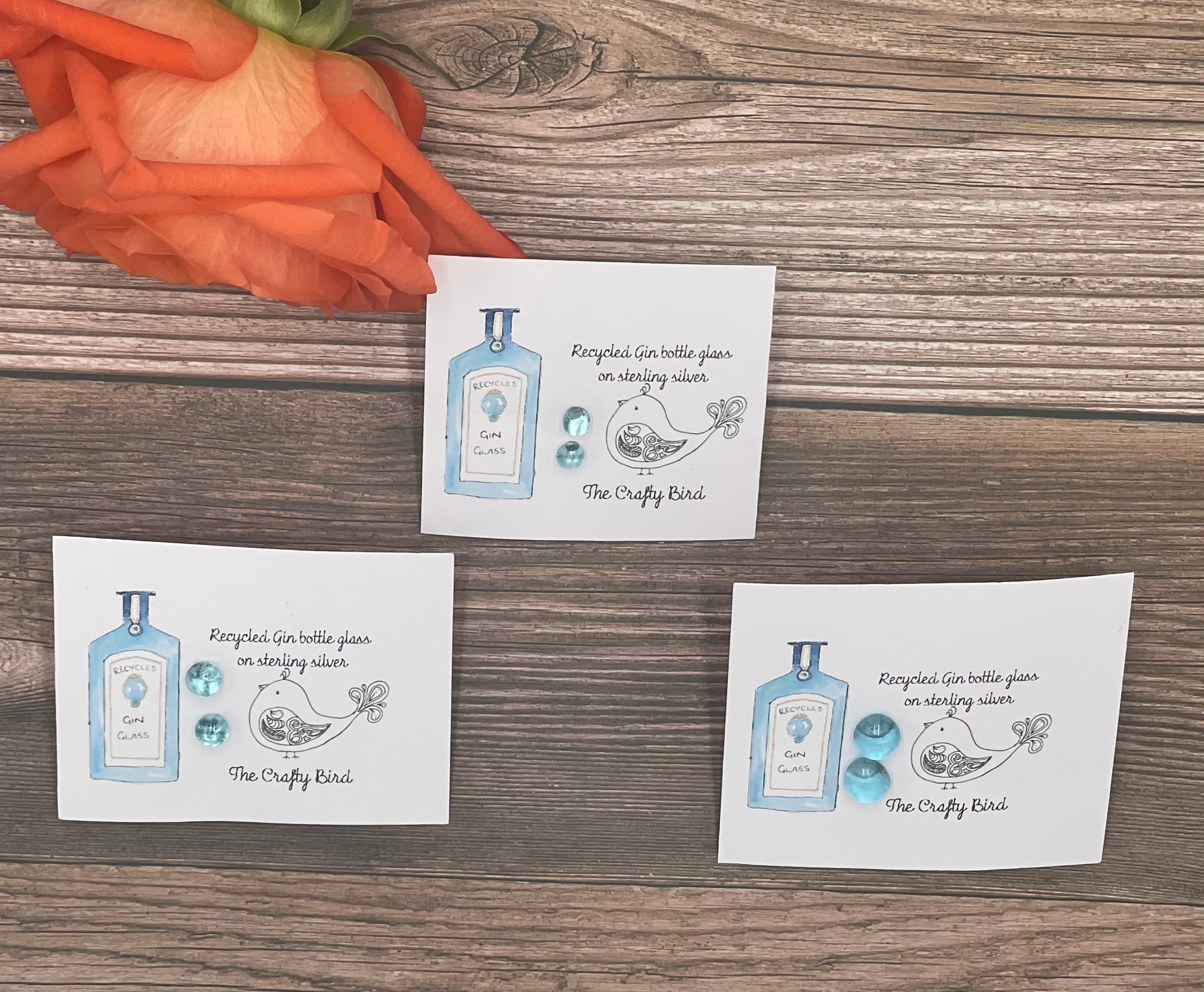 Recycled Gin Bottle Earrings & Candle Gift Box image 2